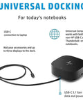 Eleven In One Usb C Docking Station Multiport Hub With Hdmi Displayport Rj45 Ethernet Sweet Single Cable Setup For Usb C Laptops showing a compact black hub with a USB-C cable.