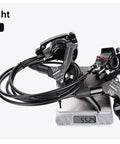 Premium Rear Hydraulic Disc Brake Kit For Mountain Bikes Featuring Buttery Smooth 1250mm Line on a scale, black aluminum caliper.