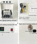 Electric Coffee Capsule Sealing Machine For 37mm 50mm And 54mm Cups Seals Up To Six At Once with accessories and controls shown