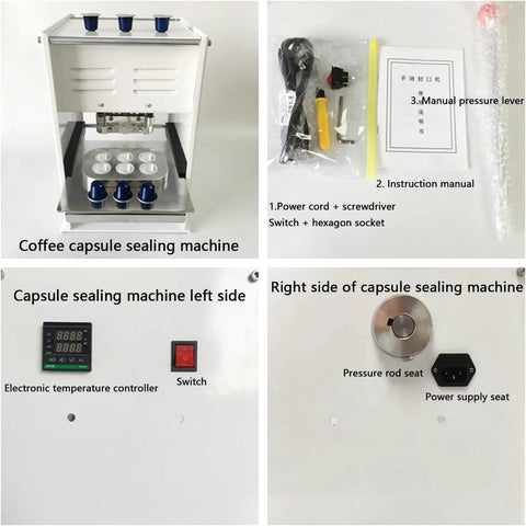 Pro Grade Coffee Capsule Sealer Machine With 2 Or 6 Hole Electric Capping For 37mm 50mm And 54mm Cups, Fast Leak Free Sealing