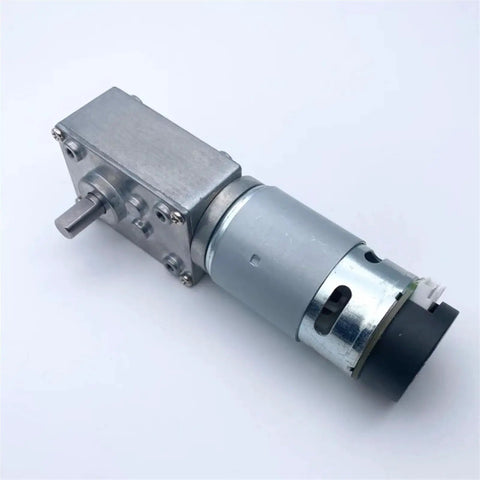 High Torque MAX 95W Turbine Worm Gear DC Motor For Durable Power 12V Or 24V with metal casing, suitable for automation and robotics.
