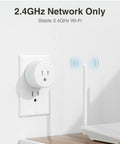 Smart Plug With Voice Control That Works With Alexa And Google Home, WiFi Outlet Socket For Remote Control And Scheduling, 2.4GHz WiFi Only, No Hub Required, ETL FCC Listed, White plugged into wall socket.