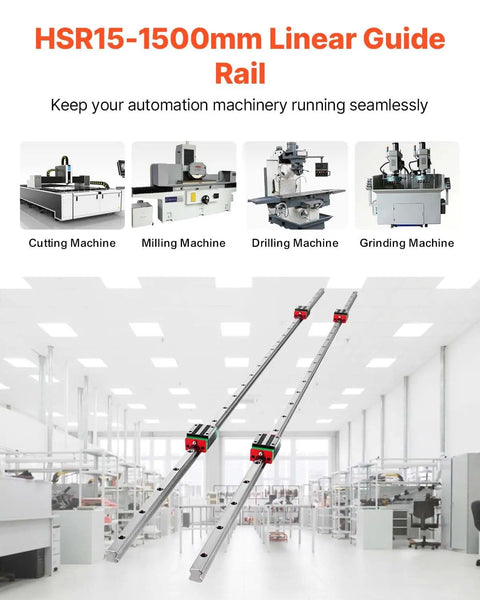 Pro Grade Linear Guide Rail Kit 2x HSR15 1500mm Rails With 4 Pillow Block Bearings For CNC Routers Grinding Machines And Industrial Equipment Plug And Play Ready To Install
