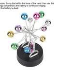 Battery Powered Newton Pendulum Ball Desktop Toy For Science Nerds Newton's Cradle Style Desk Decor with colorful mirrored balls