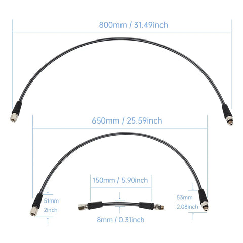 Heavy Duty Braided High Pressure Scuba Regulator Hose for Recreational Diving, 800mm and 650mm lengths, carbon fiber look