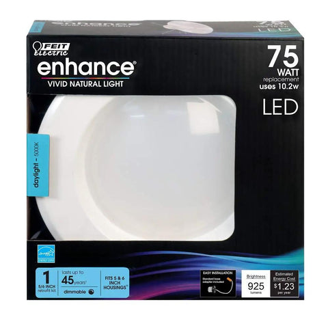 Box containing 5.6 Inch LED Recessed Downlight With Pre Mounted Trim Dimmable High Output 120W Equivalent 1290 Lumens 5000K Daylight