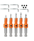 5 Piece Countersink Drill Bit Set With Hex Shank Tapered Pilot Hole Bits And Snappy Quick Change Ideal For Carpentry DIY And Home Repair