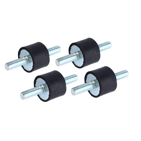 Heavy Duty Rubber Vibration Isolator Mount For Compressors Gasoline Engines Pumps And Welders, Quiet Shock Damper With M6 Threaded Studs, Reduces Noise Vibration And Equipment Wear In Industrial Machines, four black rubber mounts with metal studs