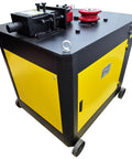 Heavy Duty Automatic Steel Bar Circle Bender Delivers Beast Mode Power To Shape Rebar Quick As Lightning For Hardworking Contractors On Tight Job Sites, compact design with yellow and black exterior.