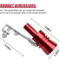 YoRise red aluminum car exhaust whistle with mounting bracket; clamp and bolts included, about 3.3 in long.