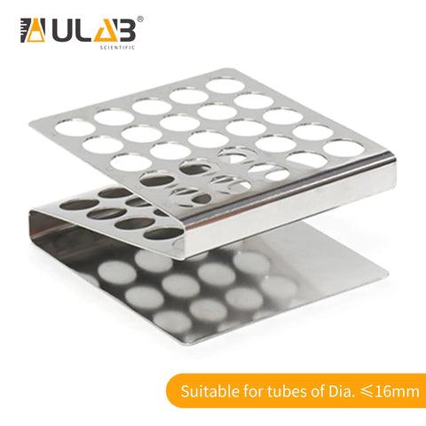 Sturdy Z Shape Stainless Steel Test Tube Rack Kit With 10 16ml Borosilicate Glass Tubes And Flange Stoppers, UTR1002, side view