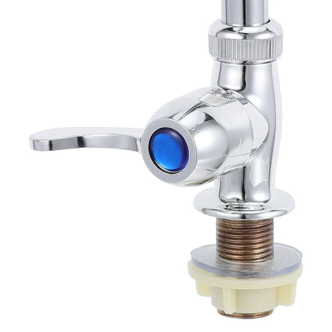 ibasence Plastic Kitchen Water Faucet close-up, vertical sink tap with blue handle, 2cm base, light duty for rentals.