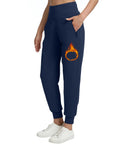 Fleece Lined Womens Joggers With Zip Pockets High Waist Athletic Pants For Travel Lounge And Workout Lightweight Warm Navy Blue Plus Size 3XL