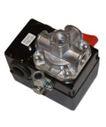 Four Port Air Compressor Pressure Switch 120 To 150 PSI Auto Metal Housing With Adjustable Differential 25 To 33 PSI, 26 Amp, 120 Volt