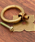 Set Of 4 Vintage Antique Bronze Ring Pulls In Pure Solid Brass Four Leaf Clover Base Retro Cabinet Hardware with screw