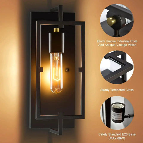 Two Pack Rustic Wall Sconces Set For Bedroom Living Room Kitchen Hallway Bathroom Damp Rated Industrial Farmhouse Lighting With E26 Base Hardwired Bulbs Included illuminated with vintage bulb
