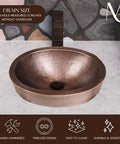 Hand Hammered 17-Inch Oval Skirted Drop-In Copper Bathroom Sink For Vanity Countertop Top Mount 18-Gauge Pure Copper Vanity Sink