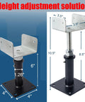 Heavy Duty Two Pack U Shaped Floor Jack With No Sweat Height Tweaks And Rock Solid Steel Beam Support For 4x2 4x4 4x6 Floor Joists Plus Heavy Duty Screw Top Post House Leveling Rig with adjustable height features.