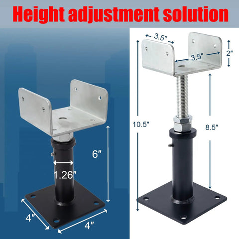 Heavy Duty Two Pack U Shaped Floor Jack With No Sweat Height Tweaks And Rock Solid Steel Beam Support For 4x2 4x4 4x6 Floor Joists Plus Heavy Duty Screw Top Post House Leveling Rig with adjustable height features.