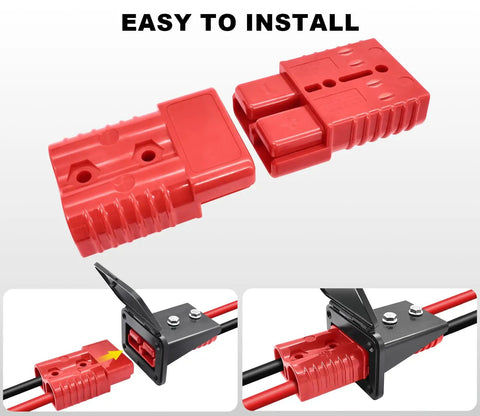 Two Pack 175 Amp SB175 Plug For 4 0 AWG Cables 12V 36V Car RV Boat Winch Quick Connectors With Protective Flap And Durable Flame Retardant Corrosion Resistant Housing, red quick-connect plugs