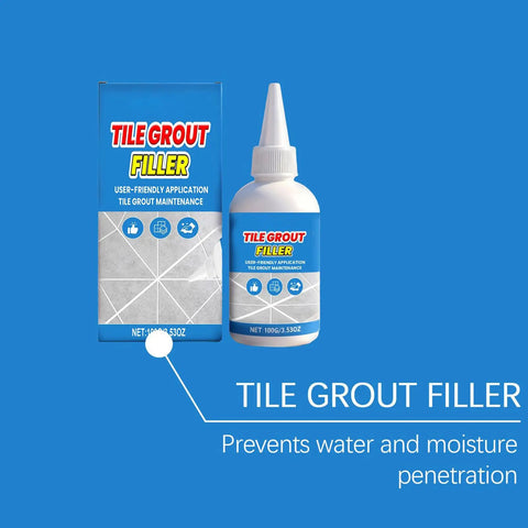 Fix Ceramic Gaps Fast With Heavy Duty Tile Filler Cream, 100g Waterproof Quick Dry Paste For Walls packaging and bottle.
