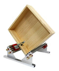 Dead On Accuracy Table Saw Drawer Jig Locator Features Built In Tilt Limiters And Dual Height Slides positioned to align wood box.