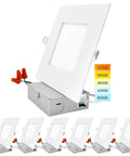 Six Inch Ultra Thin Square LED Recessed Light Kit With Dimmable 12W Downlights, various color temps, 6 pack display