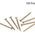M4 X 50mm Wood Screws Flat Head Phillips Self Tapping Carbon Steel Zinc Plated 100 Pcs For Hardwood Carpentry Furniture Assembly And DIY Projects