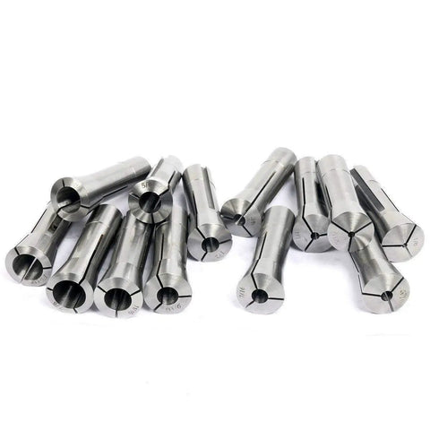 Thirteen Piece Precision R8 Collets Set For Milling Machines With Chuck Holder Kit From One Eighth Inch To Seven Eighth Inch