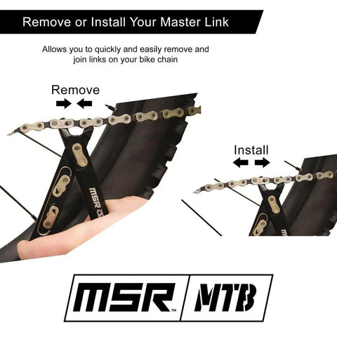 Four In One Bicycle Chain Pliers For Mountain And Road Bikes demonstrating master link removal and installation on a bike tire
