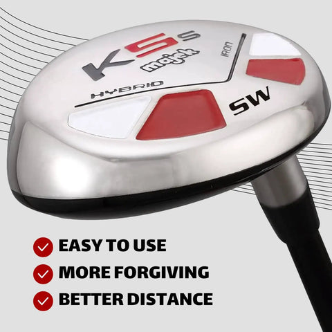 Close-up of All Hybrid Sand Wedge SW Utility Club 55 Degree Loft Right Hand Senior Flex Graphite Shaft 36 Inch Black Pro Velvet Grip