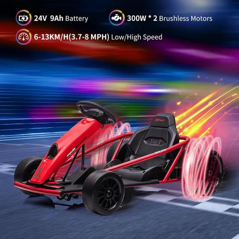 24V Dual Motor Ride On Go Kart For Kids With Two 300W Motors 8 MPH Electric Toy Car in action on track