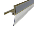 Gold Framed Shower Door Bottom Deflector With Vinyl Sweep And Pre Applied Mounting Tape 30 Inch Long Cut To Size For Framed Swing Doors Keeps Leaks In Check close-up