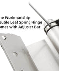 Close-up of 3 Inch Double Action Spring Door Hinge Set Self Closing For Saloon Bar Pub Cafe Doors Satin Nickel Finish with Adjuster Bar