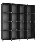 Boss 16 Cube Storage Organizer System for Closet and Bedroom DIY Stackable Shelving Units Portable Wardrobe Organizer in Black