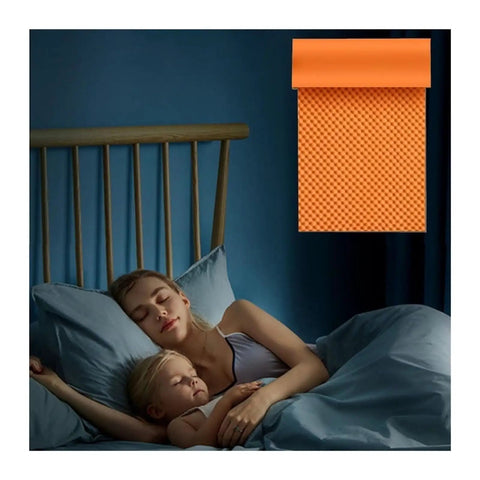 Super Self Adhesive Acoustic Foam Sound Panels 3 Cm Thick Fire Resistant Noise Blocking Rolls shown beside a sleeping mother and child.