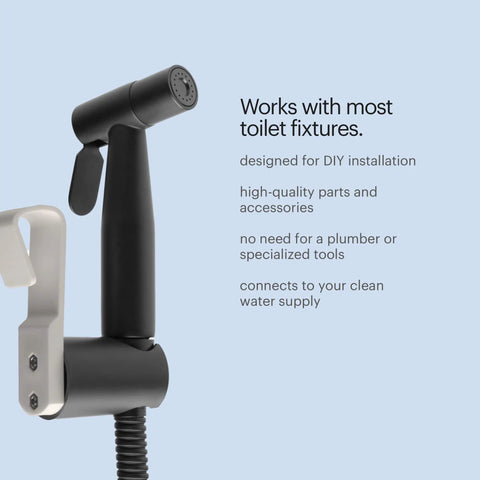 Matte Black Stainless Steel Handheld Bidet Sprayer Kit With Dual Spray Options, Spiral Metal Hose And Wall Holster close-up