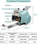 Heavy Duty Electric Dumpling Skin Maker That Slams Out Perfect Round Wonton Wrappers In Record Time Without Breaking A Sweat For Busy Commercial Restaurants Or Compact Home Countertops, showcasing technical parameters and features.