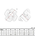 Diagram of Four Claw T Nuts for Wood Furniture Mounting and Speaker Installations with size dimensions, M8 threaded fasteners.