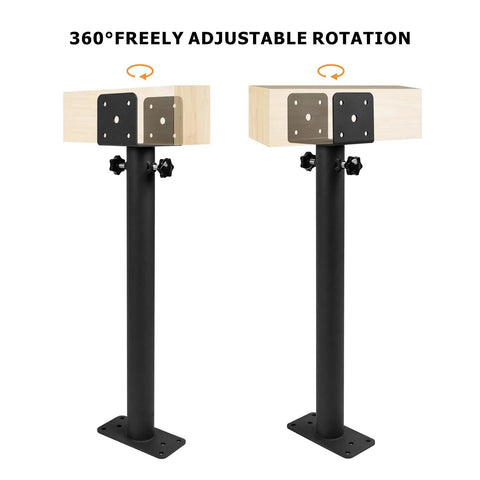 Adjustable Roof Riser Brackets for Pergola Roof Mounts and Beam Brackets, Tough As Nails Three And One Half Inch Saddle Black, 0 to 180 Degree Angle, Rotating Horizontal Support Pole, All Weather Outdoor Pergola Hardware