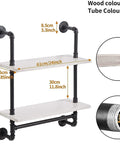 Technical diagram of Dope Rustic Industrial Wall Shelves 24 Inch with Heavy Duty Pipe Frame Pine Wood Shelf Towel Bar Hooks