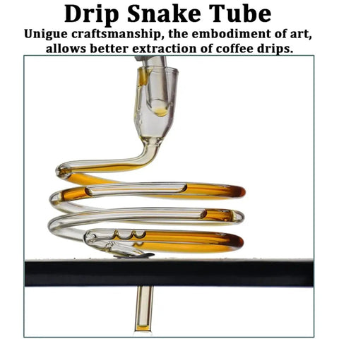 Drip Snake Tube for Nailing Your Daily Grind With This Barista Grade Ice Coffee Drip Tower And 1000Ml Glass Brewer, handmade, artful design.