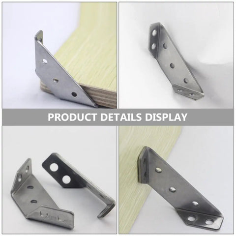 Heavy Duty Stainless Steel Corner Brackets Set Of 10 For Shelf Support shown mounted on wood in product display