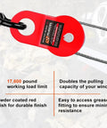 10 Ton Heavy Duty Offroad Snatch Block For Winches, 22,000 Lbs Capacity, Towing Pulley Block, Recovery Accessory For Trucks And Trailers, Compatible With Synthetic Rope Or Steel Cable Up To Two Fifths Inch Diameter, red powder coated