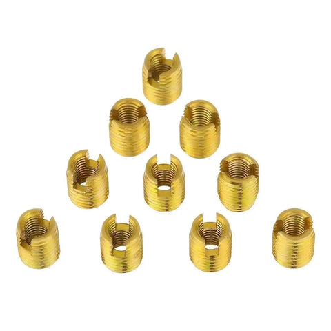 Durable M10x1.5 Gold Self-Tapping Threaded Inserts for strong aluminum steel plastic fastening jobs.