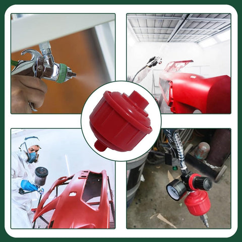 Six Pack Disposable Mini Air Water Filters For Spray Guns With One Quarter Inch Threads ABS Material Moisture Trap For Automotive Painting And Air Tools Red