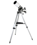 StarTravel 120mm F5 AZ3 Refractor Telescope with Grab and Go Portable Mount Kit angled on aluminum tripod.