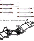 Carbon Fiber Chassis Kit With Front Mounted Transmission Upgrade for 1 by 10 RC Crawlers, showing rods and frame layout.