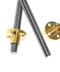 T8 Lead Screw 1000mm Stainless Steel With Copper Nut For 3D Printer And CNC Z Axis, 2mm Lead And 2mm Pitch