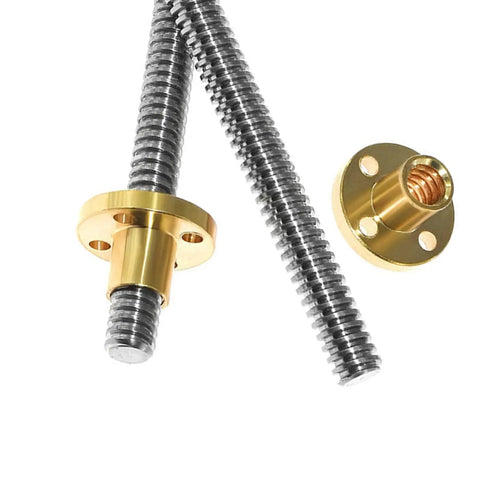 T8 Lead Screw 1000mm Stainless Steel With Copper Nut For 3D Printer And CNC Z Axis, 2mm Lead And 2mm Pitch